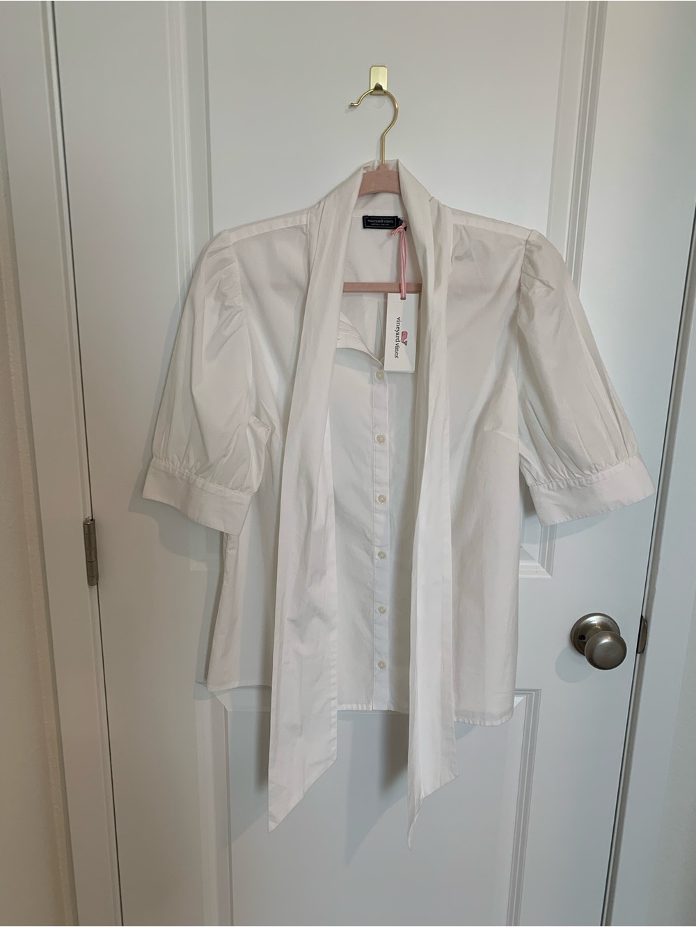 Vineyard Vines White Cap Bow Tie Button-Front Top